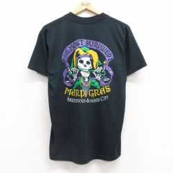 M★古着 ジャージーズ 半袖 ビンテージ Tシャツ メンズ 00年代 00s マルディグラ クルーネック 黒 ブラック 25jul24 中古
