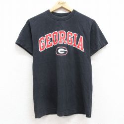 S★古着 半袖 ビンテージ Tシャツ メンズ 00年代 00s ジョージア コットン クルーネック 黒 ブラック 25jul24 中古