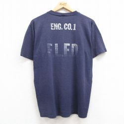 L★古着 ジャージーズ 半袖 ビンテージ Tシャツ メンズ 80年代 80s 消防署 クルーネック USA製 紺 ネイビー 25jul24 中古