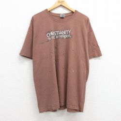 00s 半袖Tシャツ CHRISTIANITYプリント ブラウン XL | 古着