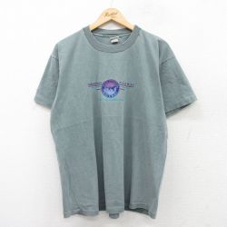 XL★古着 半袖 ビンテージ Tシャツ メンズ 90年代 90s サラトガ レースウェイ コットン クルーネック USA製 グレー 【spe】 25jul24 中古