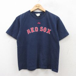 M★古着 半袖 ビンテージ Tシャツ メンズ 00年代 00s MLB ボストンレッドソックス ジョナサンパペルボン クルーネック 紺 ネイビー メジャーリーグ ベースボール 野球 25jul24 中古