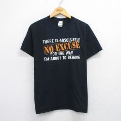 【50%OFF】L★古着 半袖 ビンテージ Tシャツ メンズ 00年代 00s NO EXCUSE コットン クルーネック 黒 ブラック 25jul24 中古