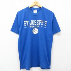 L★古着 半袖 ビンテージ Tシャツ メンズ 00年代 00s ST JOSEPHS バスケットボール クルーネック 青 ブルー 25jul24 中古