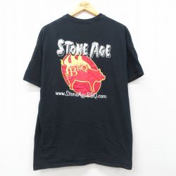 00s 半袖Tシャツ STONE AGE BBQプリント ブラック XL | 古着