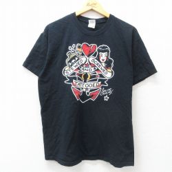 L★古着 半袖 ビンテージ Tシャツ メンズ 00年代 00s 女性 酒 コットン クルーネック 黒 ブラック 25jul19 中古