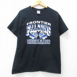 【50%OFF】L★古着 半袖 ビンテージ Tシャツ メンズ 00年代 00s フロンティアファルコンズ チアリーダー コットン クルーネック 黒 ブラック 25jul19 中古