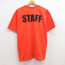 L★古着 半袖 ビンテージ Tシャツ メンズ 00年代 00s STAFF コットン クルーネック USA製 オレンジ 25jul19 中古