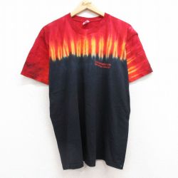 L★古着 半袖 ビンテージ Tシャツ メンズ 00年代 00s COOPERSTOWN コットン クルーネック 黒他 ブラック タイダイ 25jul19 中古