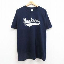 【20%OFF】XL★古着 ジャージーズ 半袖 ビンテージ Tシャツ メンズ 00年代 00s ヤンキース クルーネック 紺 ネイビー 25jul19 中古