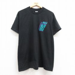 【20%OFF】L★古着 フルーツオブザルーム 半袖 ビンテージ Tシャツ メンズ 90年代 90s RUN コットン クルーネック USA製 黒 ブラック 25jul19 中古