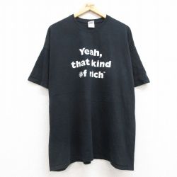 XL★古着 半袖 ビンテージ Tシャツ メンズ 00年代 00s Yeah 大きいサイズ コットン クルーネック 黒 ブラック 25jul19 中古
