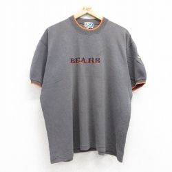 XL★古着 半袖 ビンテージ Tシャツ メンズ 90年代 90s ベアーズ 刺繍 鹿の子 大きいサイズ コットン クルーネック USA製 グレー他 25jul19 中古