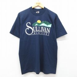 【50%OFF】L★古着 フルーツオブザルーム 半袖 ビンテージ Tシャツ メンズ 00年代 00s SULLIVAN クルーネック 紺 ネイビー 25jul19 中古