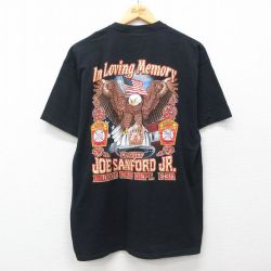 【20%OFF】XL★古着 半袖 ビンテージ Tシャツ メンズ 00年代 00s 消防署 鳥 コットン クルーネック 黒 ブラック 25jul19 中古