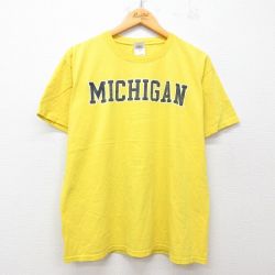 L★古着 フルーツオブザルーム 半袖 ビンテージ Tシャツ メンズ 00年代 00s ミシガン コットン クルーネック 黄 イエロー 25jul19 中古