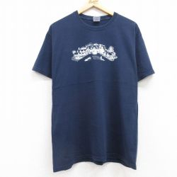 【20%OFF】XL★古着 半袖 ビンテージ Tシャツ メンズ 00年代 00s 家 コットン クルーネック 紺 ネイビー 25jul22 中古
