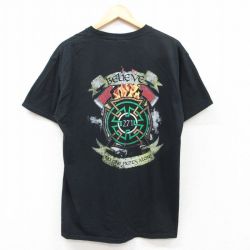 L★古着 半袖 ビンテージ Tシャツ メンズ 00年代 00s BELIEVE クルーネック 黒 ブラック 25jul22 中古