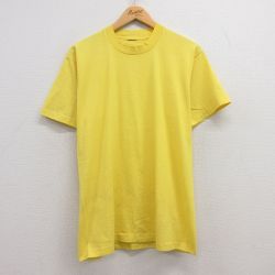 L★古着 半袖 ビンテージ Tシャツ メンズ 90年代 90s 無地 クルーネック 黄 イエロー 25jul22 中古