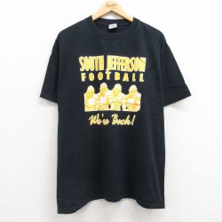XL★古着 半袖 ビンテージ Tシャツ メンズ 00年代 00s フットボール 企業広告 コットン クルーネック 黒 ブラック 25jul22 中古