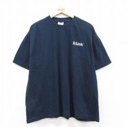 XL★古着 半袖 ビンテージ Tシャツ メンズ 00年代 00s D Link 大きいサイズ コットン クルーネック 紺 ネイビー 25jul22 中古