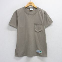 L★古着 ディスカス 半袖 ビンテージ Tシャツ メンズ 00年代 00s 無地 胸ポケット付き コットン クルーネック 緑系 グリーン 25jul23 中古