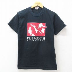 S★古着 ヘインズ Hanes 半袖 ビンテージ Tシャツ メンズ 00年代 00s PLIMOTH コットン クルーネック 黒 ブラック 25jul23 中古