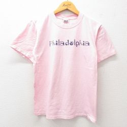 M★古着 半袖 ビンテージ Tシャツ メンズ 00年代 00s フィラデルフィア コットン クルーネック 薄ピンク 25jul23 中古