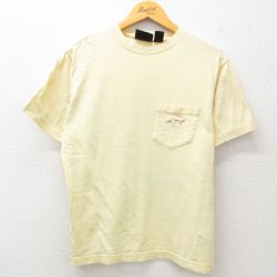 L★古着 グレッグノーマン 半袖 Tシャツ メンズ 胸ポケット付き コットン クルーネック 薄黄 イエロー 25jul23 中古