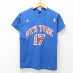 【50%OFF】M★古着 アディダス adidas 半袖 ビンテージ Tシャツ メンズ NBA ニューヨークニックス コットン クルーネック 紺 ネイビー バスケットボール 25jul23 中古