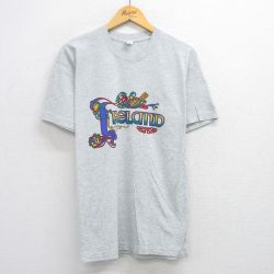 L★古着 半袖 ビンテージ Tシャツ メンズ 80年代 80s アイルランド クルーネック 薄グレー 霜降り 25jul25 中古