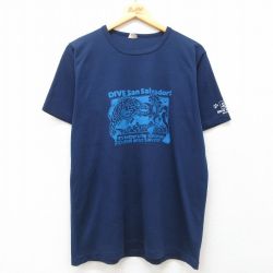 L★古着 半袖 ビンテージ Tシャツ メンズ 80年代 80s 魚 ダイビング クルーネック 紺 ネイビー 25jul25 中古