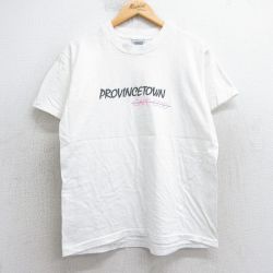 L★古着 オニータ ONEITA 半袖 ビンテージ Tシャツ メンズ 90年代 90s プロビンスタウン ケープコッド コットン クルーネック USA製 白 ホワイト 25jul25 中古