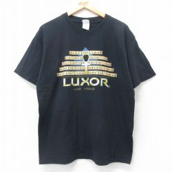 【20%OFF】L★古着 半袖 ビンテージ Tシャツ メンズ 00年代 00s LUXOR ラスベガス コットン クルーネック 黒 ブラック 25jul25 中古