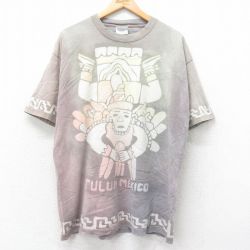 00s 半袖Tシャツ TULUMメキシコプリント タイダイ グレー XL | 古着