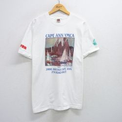XL★古着 フルーツオブザルーム 半袖 ビンテージ Tシャツ メンズ 00年代 00s ヨット CAPE ANN YMCA コットン クルーネック 白 ホワイト 25jul25 中古