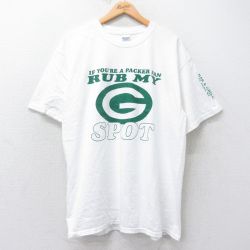 XL★古着 半袖 ビンテージ Tシャツ メンズ 00年代 00s NFL グリーンベイパッカーズ 大きいサイズ コットン クルーネック 白 ホワイト 25jul25 中古