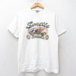 L★古着 オニータ ONEITA 半袖 ビンテージ Tシャツ メンズ 90年代 90s シアトル コットン クルーネック 白 ホワイト 25jul25 中古