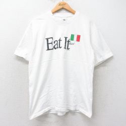 XL★古着 半袖 ビンテージ Tシャツ メンズ 90年代 90s イタリア コットン クルーネック 白 ホワイト 25jul25 中古