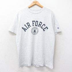 L★古着 チャンピオン Champion 半袖 ビンテージ Tシャツ メンズ 00年代 00s ミリタリー USエアフォース クルーネック 薄グレー 霜降り 25jul25 中古