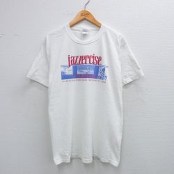 【50%OFF】L★古着 半袖 ビンテージ Tシャツ メンズ 00年代 00s ジャザサイズ カヌー コットン クルーネック 白 ホワイト 25jul26 中古