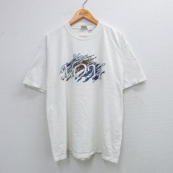 XL★古着 半袖 ビンテージ Tシャツ メンズ 90年代 90s MOM 大きいサイズ コットン クルーネック USA製 白 ホワイト 25jul26 中古