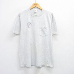 L★古着 ジャージーズ 半袖 ビンテージ Tシャツ メンズ 90年代 90s ACCIDENTS 胸ポケット付き クルーネック USA製 薄グレー 霜降り 25jul26 中古