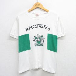 【50%OFF】L★古着 半袖 ビンテージ Tシャツ メンズ 80年代 80s RHODESIA クルーネック 白他 ホワイト 25jul26 中古