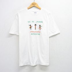 【20%OFF】XL★古着 ヘインズ Hanes 半袖 ビンテージ Tシャツ メンズ 00年代 00s JAMMIN 刺繍 コットン クルーネック 白 ホワイト 25jul26 中古