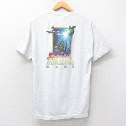 L★古着 半袖 ビンテージ Tシャツ メンズ 00年代 00s マウイ カメ イルカ 魚 クルーネック 薄グレー 霜降り 25jul26 中古