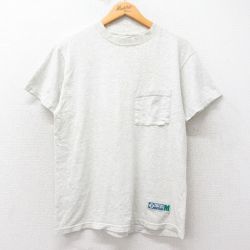 M★古着 ディスカス 半袖 ビンテージ Tシャツ メンズ 00年代 00s 無地 胸ポケット付き クルーネック 薄グレー 霜降り 25jul26 中古