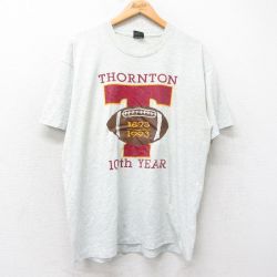 XL★古着 フルーツオブザルーム 半袖 ビンテージ Tシャツ メンズ 90年代 90s THORNTON フットボール クルーネック USA製 薄グレー 霜降り 25jul26 中古