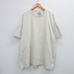 XL★古着 フルーツオブザルーム 半袖 ビンテージ Tシャツ メンズ 00年代 00s 無地 大きいサイズ コットン クルーネック 薄ベージュ カーキ 25jul26 中古