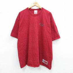 【20%OFF】XL★古着 ウィルソン 半袖 ビンテージ Tシャツ メンズ 90年代 90s ワンポイントロゴ 大きいサイズ コットン クルーネック USA製 エンジ 25jul26 中古
